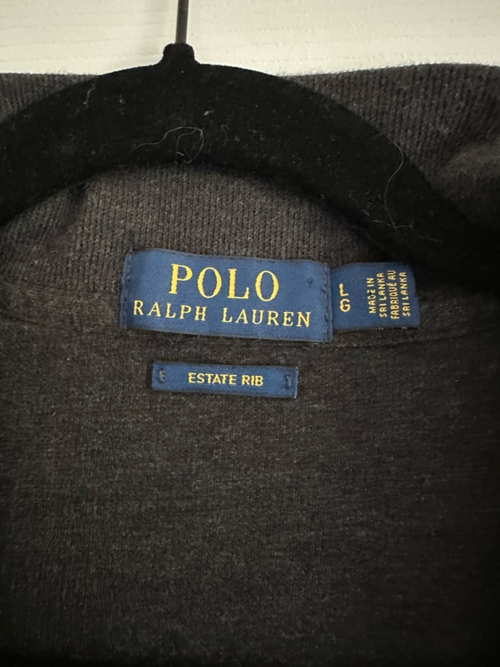 Size L Polo Ralph Lauren Men’s Estate Rib Half Zip Sweater Charcoal Grey - Picture 5 of 6